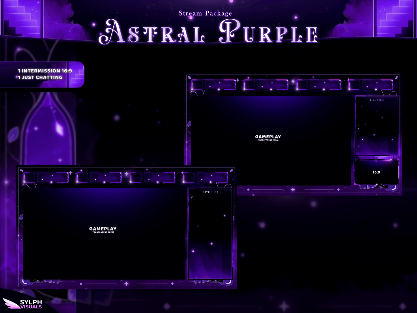 Astral Purple Animated Intermission Screens for Twitch