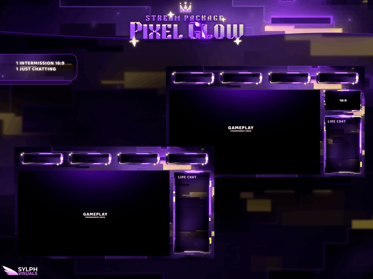 Pixel Glow Animated Intermission Screens for Twitch