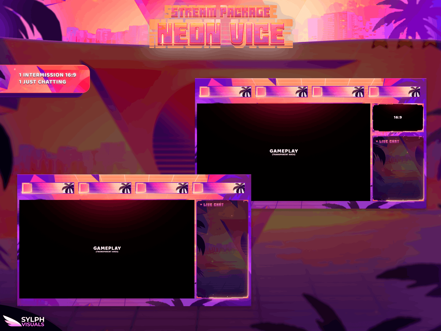 Neon Vice Animated Intermission Screens for Twitch