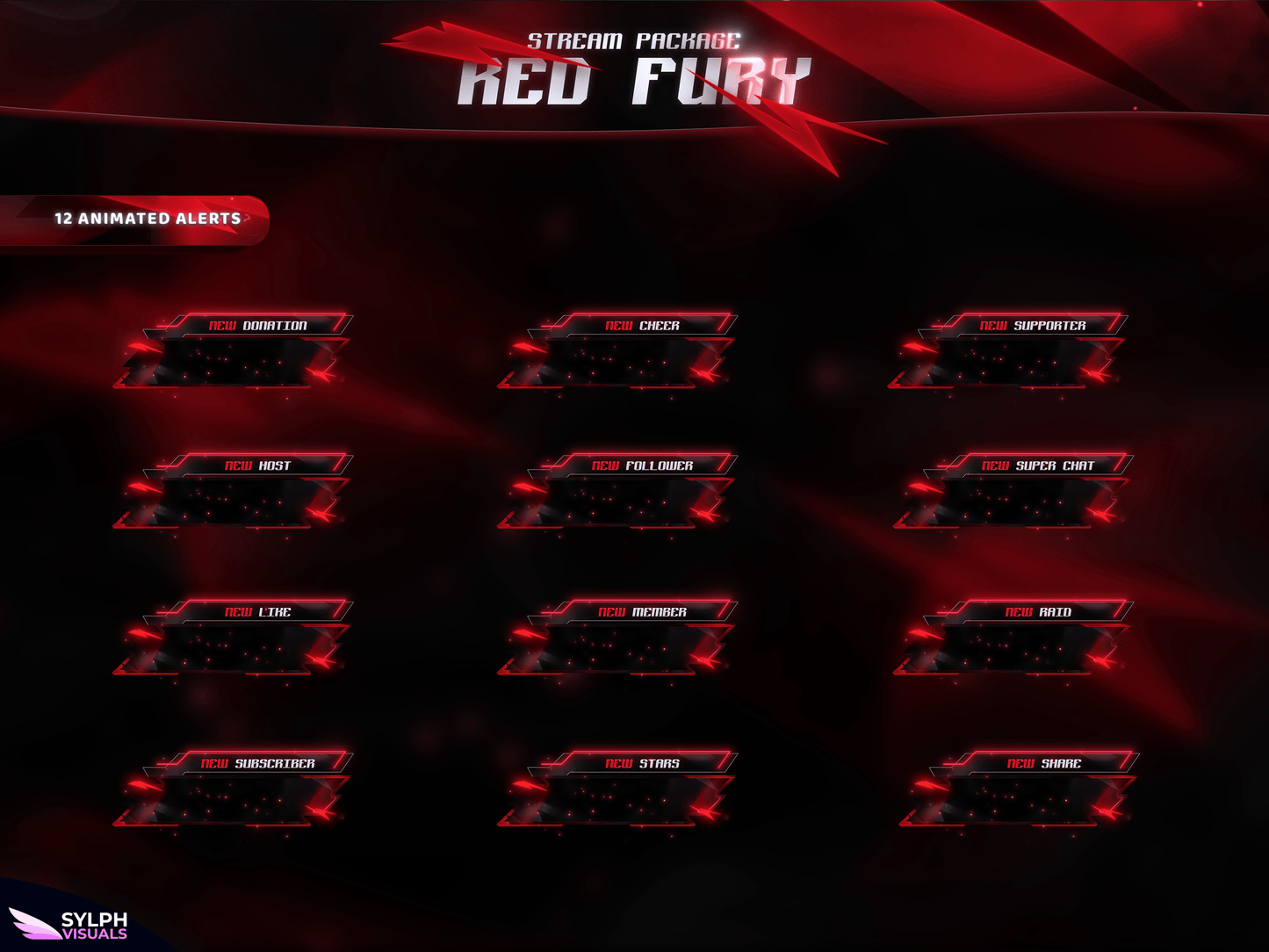 Red Fury Animated Alerts for Twitch, Facebook, Youtube, Kick and Trovo