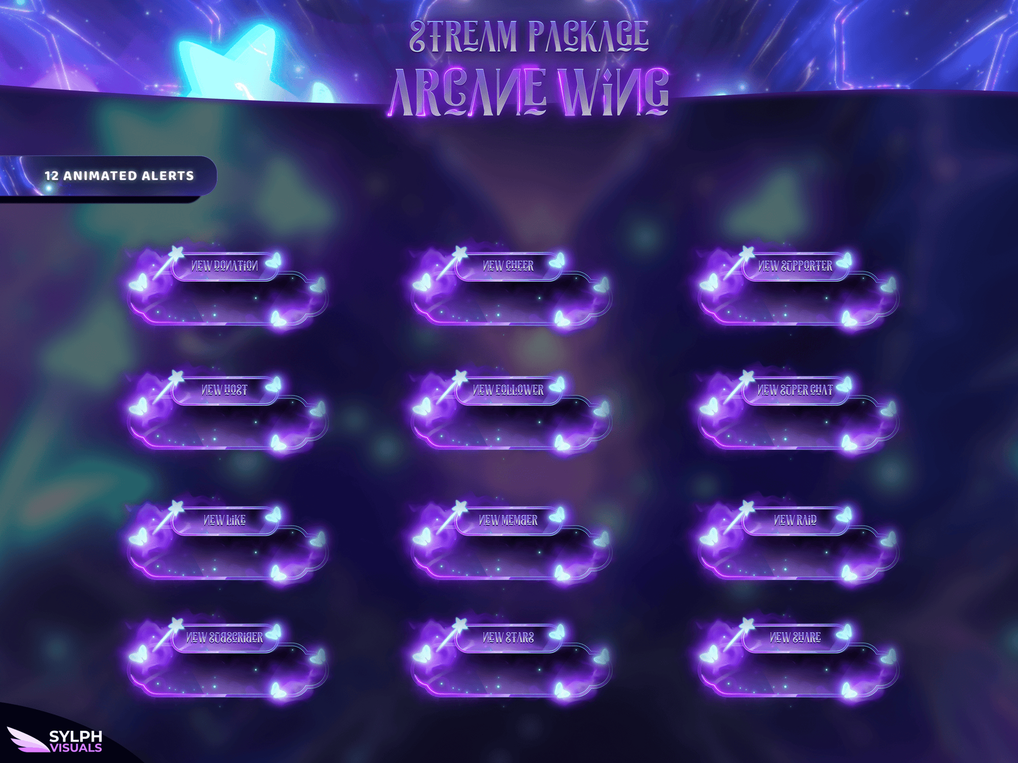 Arcane Wing Animated Alerts for Twitch, Facebook, Youtube, Kick and Trovo