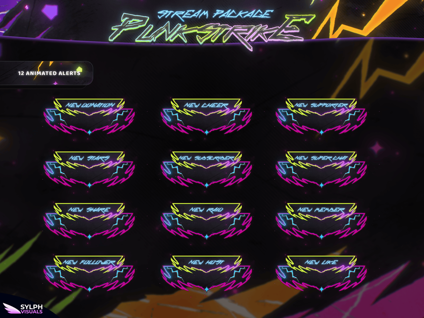 Punkstrike Animated Alerts for Twitch, Facebook, Youtube, Kick and Trovo
