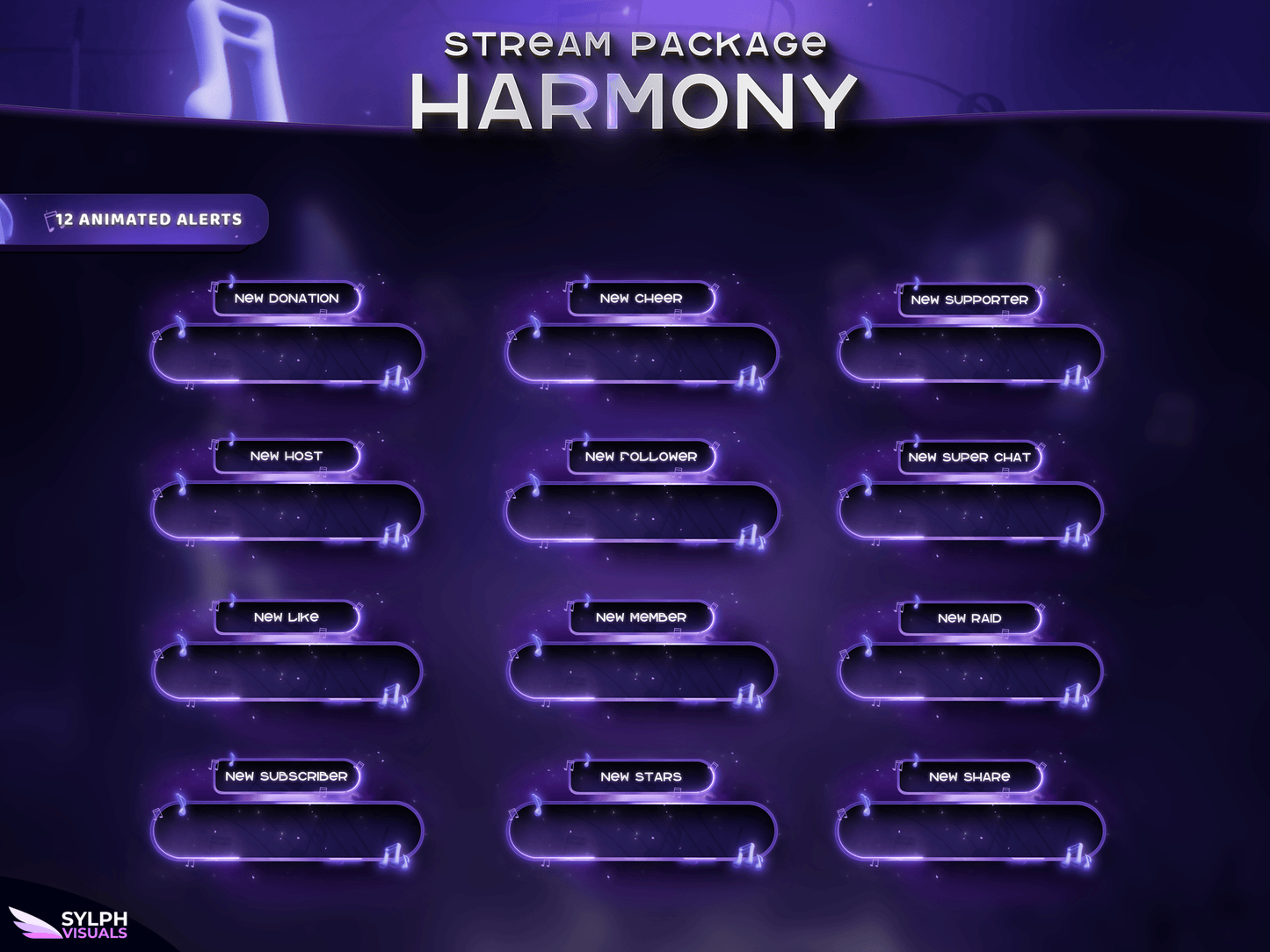 Harmony Animated Alerts for Twitch, Facebook, Youtube, Kick and Trovo