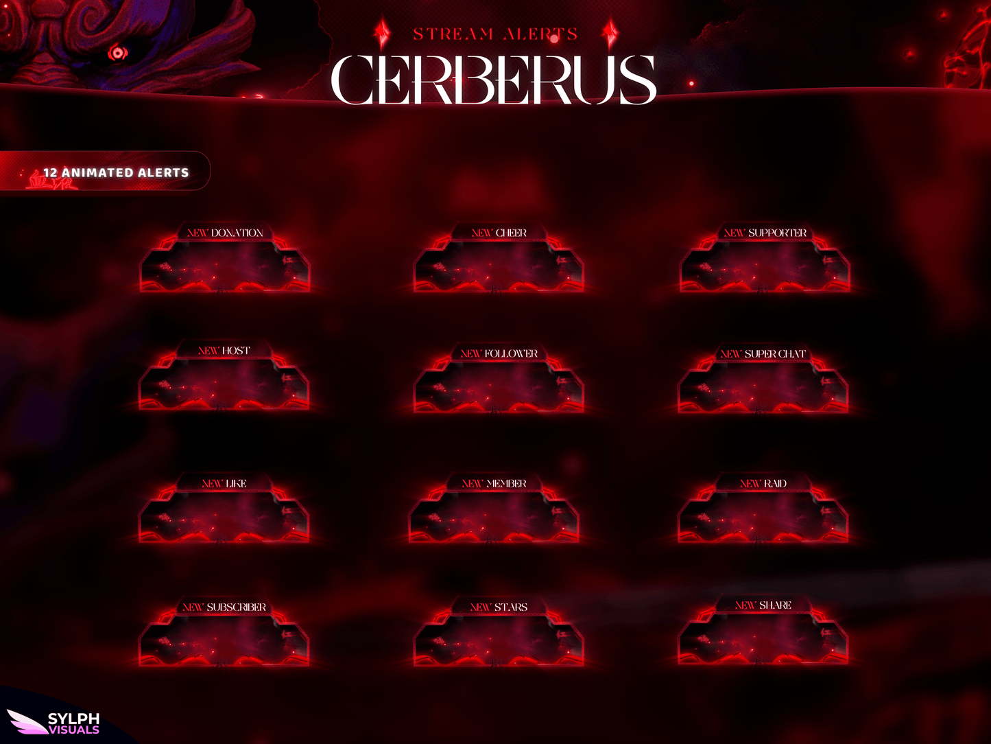 Cerberus Animated Alerts for Twitch, Facebook, Youtube, Kick and Trovo
