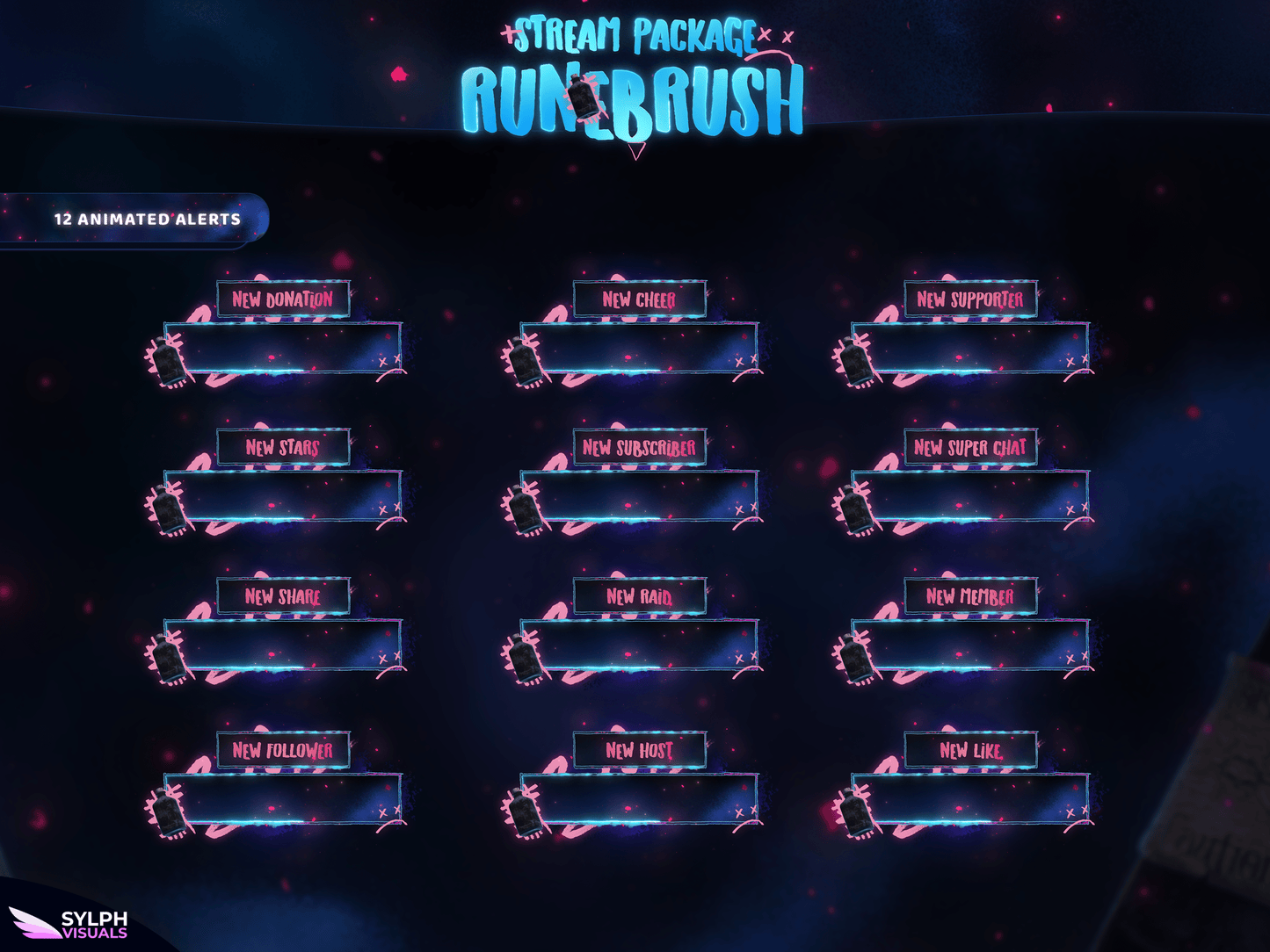 Runebrush Animated Alerts for Twitch, Facebook, Youtube, Kick and Trovo