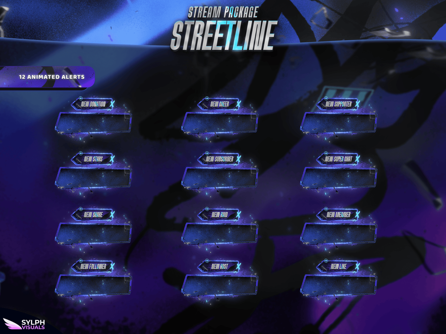 Streetline Animated Alerts for Twitch, Facebook, Youtube, Kick and Trovo