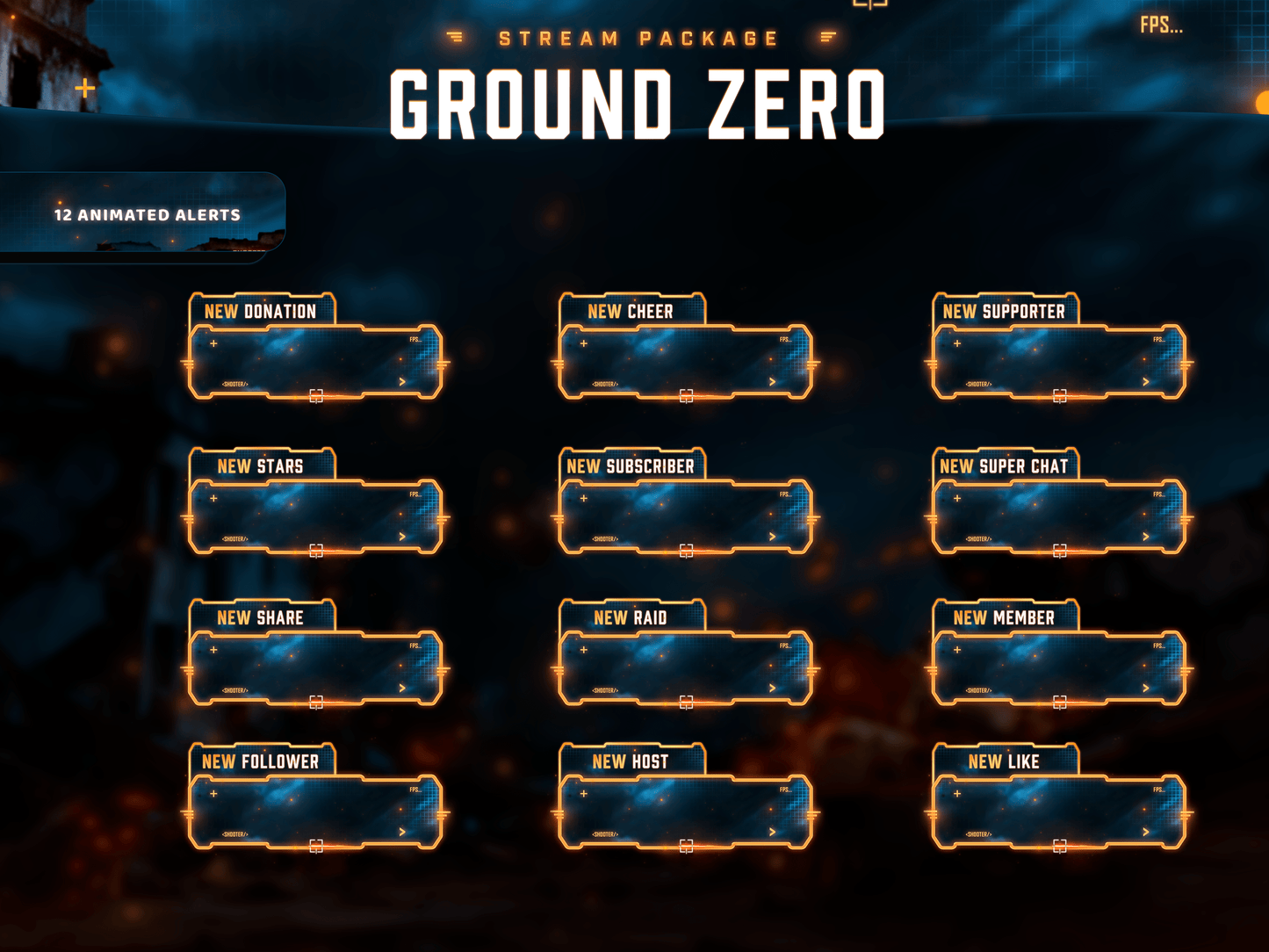 Ground Zero Animated Alerts for Twitch, Facebook, Youtube, Kick and Trovo