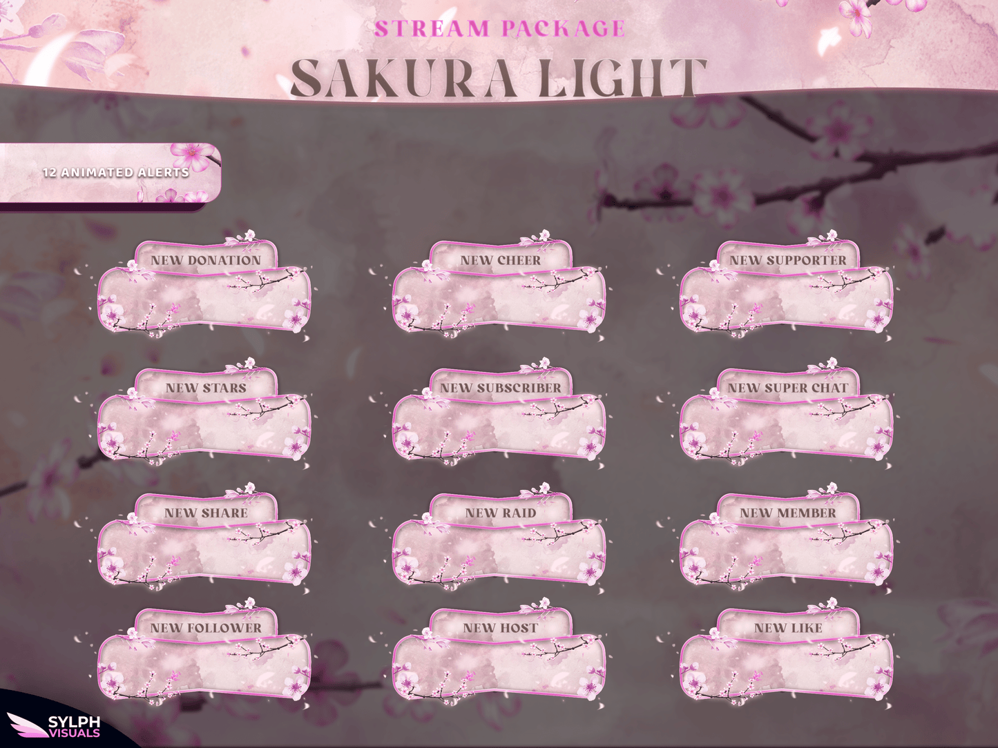 Sakura Light Animated Alerts for Twitch, Facebook, Youtube, Kick and Trovo