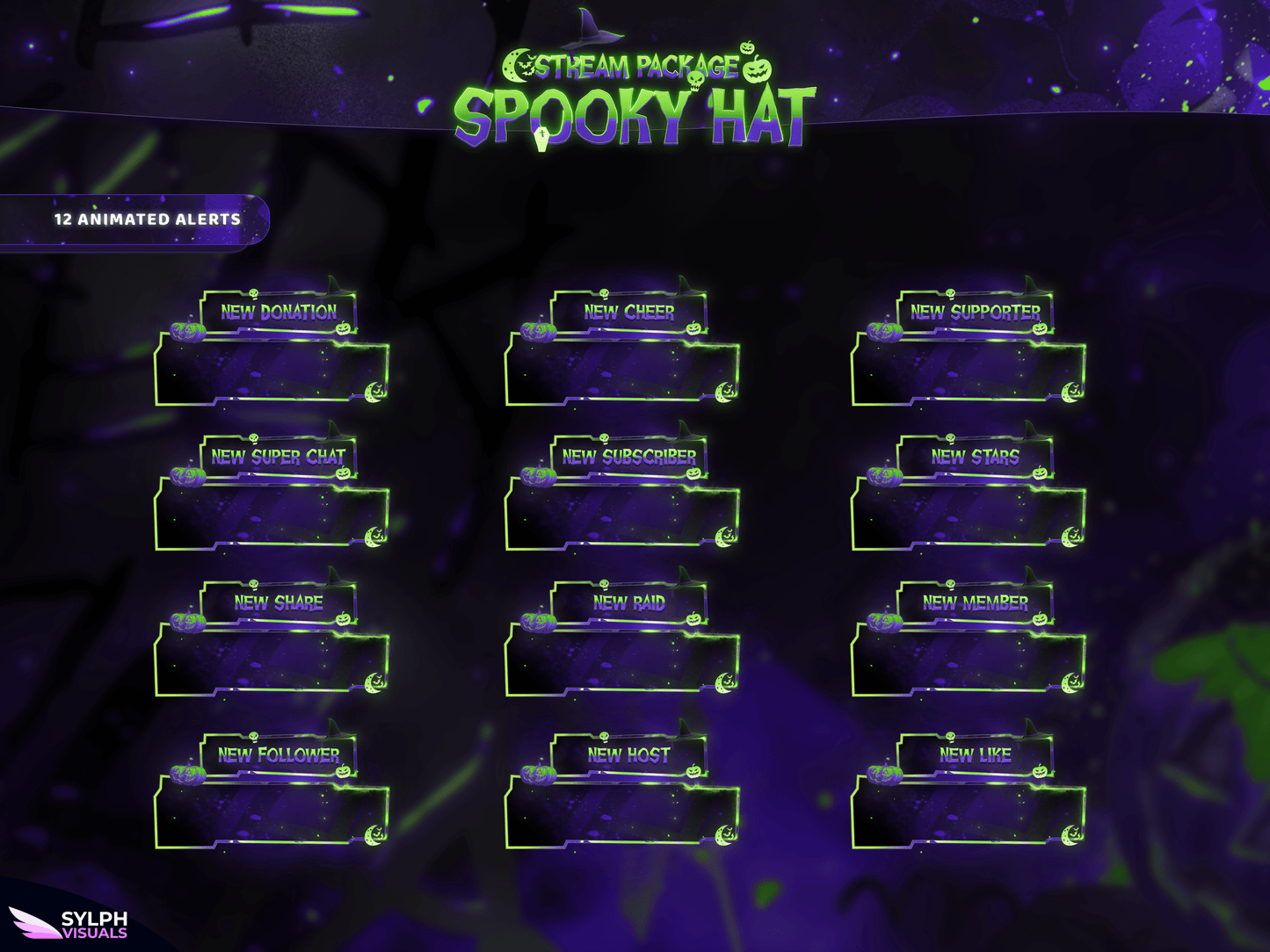 Spooky Hat Animated Alerts for Twitch, Facebook, Youtube, Kick and Trovo