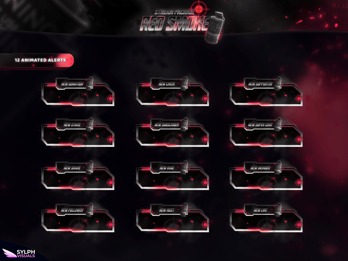 Red Smoke Animated Alerts for Twitch, Facebook, Youtube, Kick and Trovo