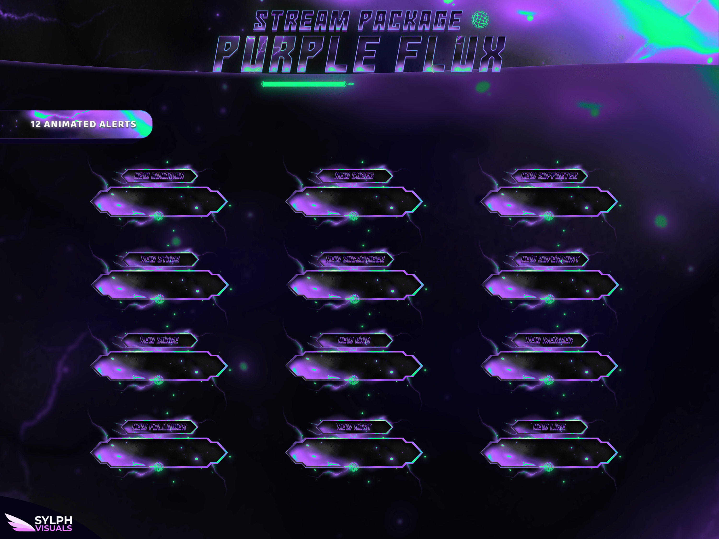 Purple Flux Stream Overlay Package - SylphVisuals