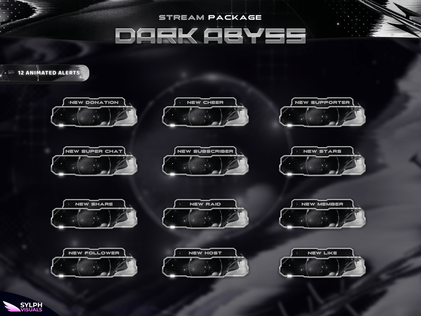 Dark Abyss Animated Alerts for Twitch, Facebook, Youtube, Kick and Trovo