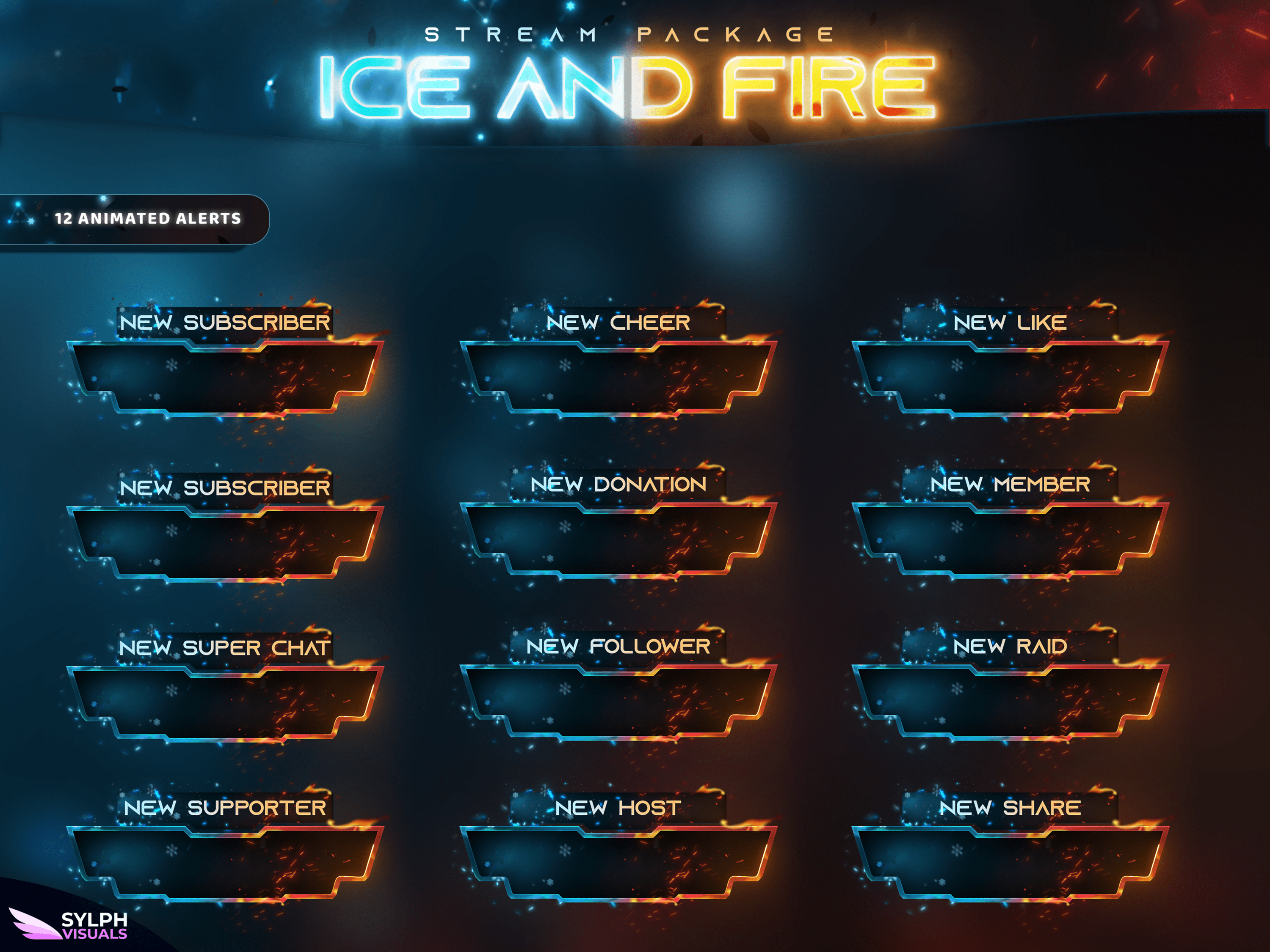 Ice and Fire Stream Overlay Package - SylphVisuals