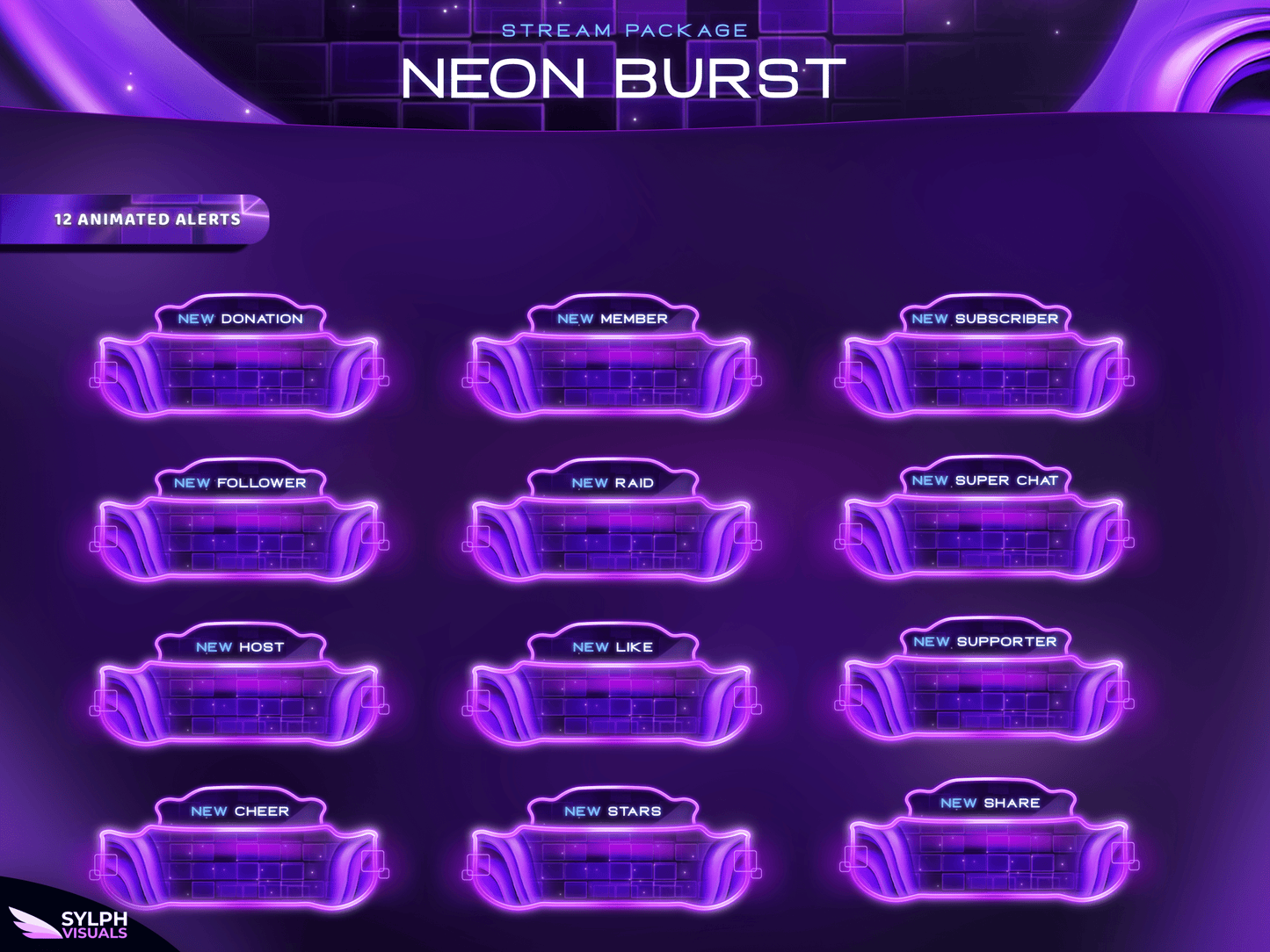 Neon Burst Stream Overlay Package
