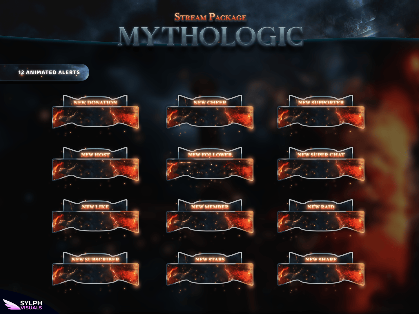 Mythologic Animated Alerts for Twitch, Facebook, Youtube, Kick and Trovo