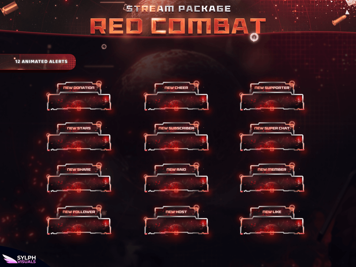 Fight Overlay Red Combat Stream Overlay Package - SylphVisuals