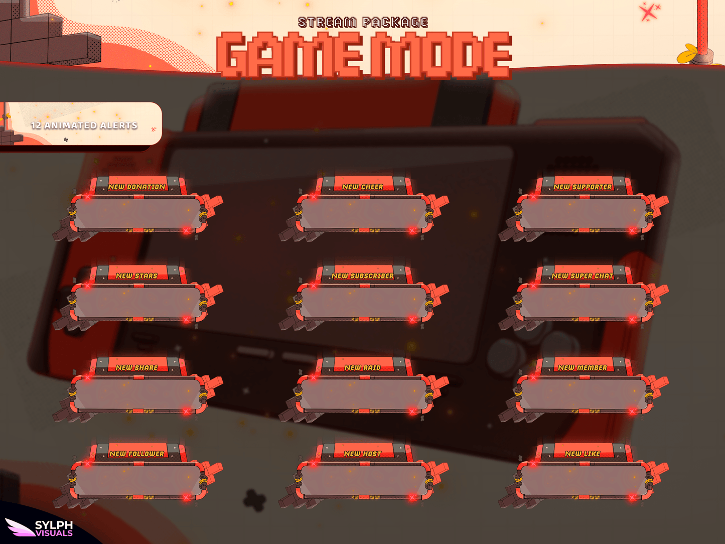Game Mode Animated Alerts for Twitch, Facebook, Youtube, Kick and Trovo