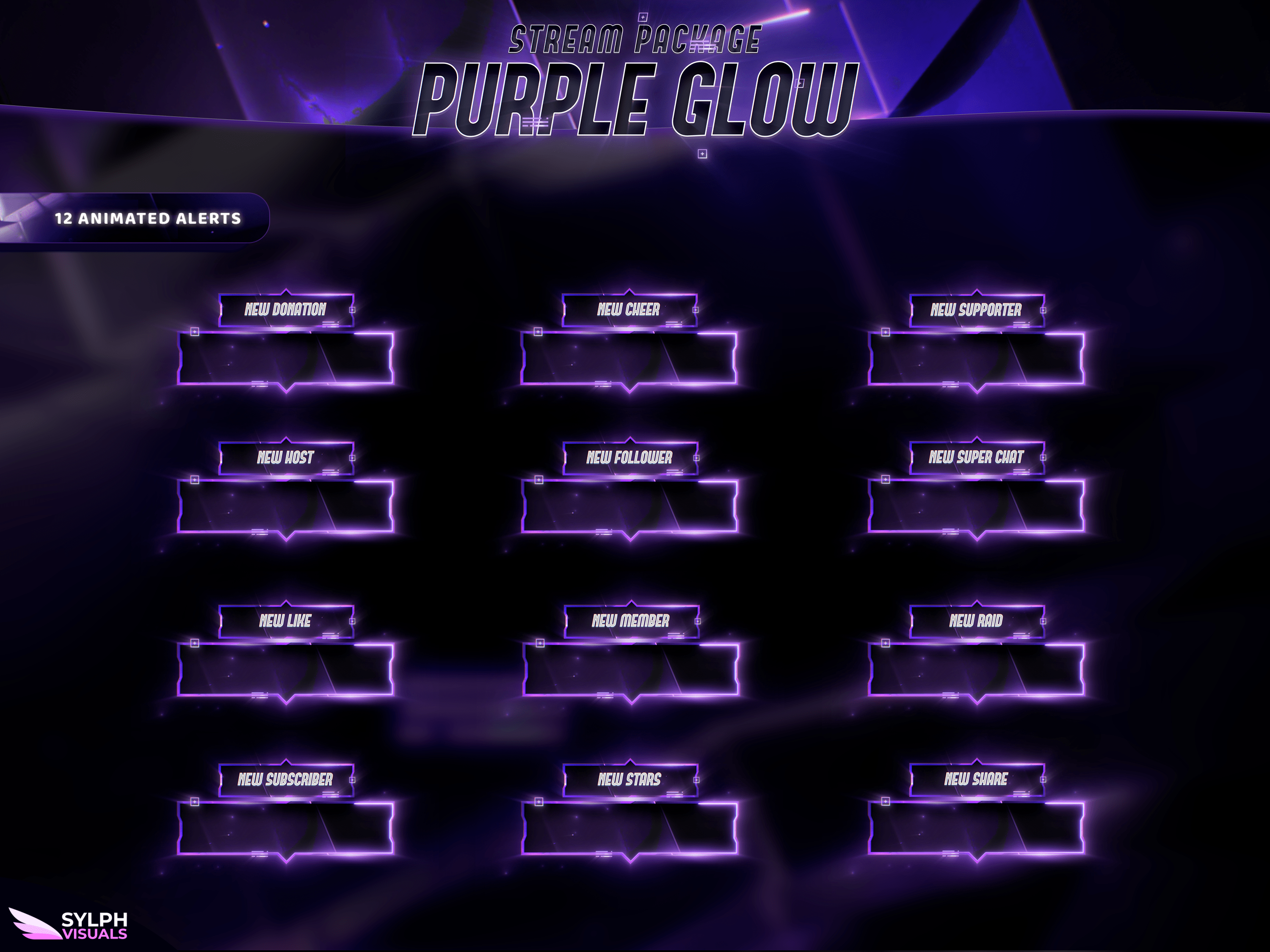 Purple Glow Stream Overlay Package - SylphVisuals