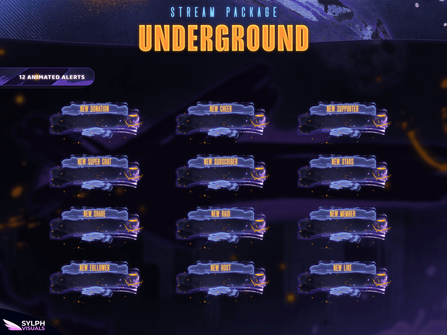 Underground Animated Alerts for Twitch, Facebook, Youtube, Kick and Trovo