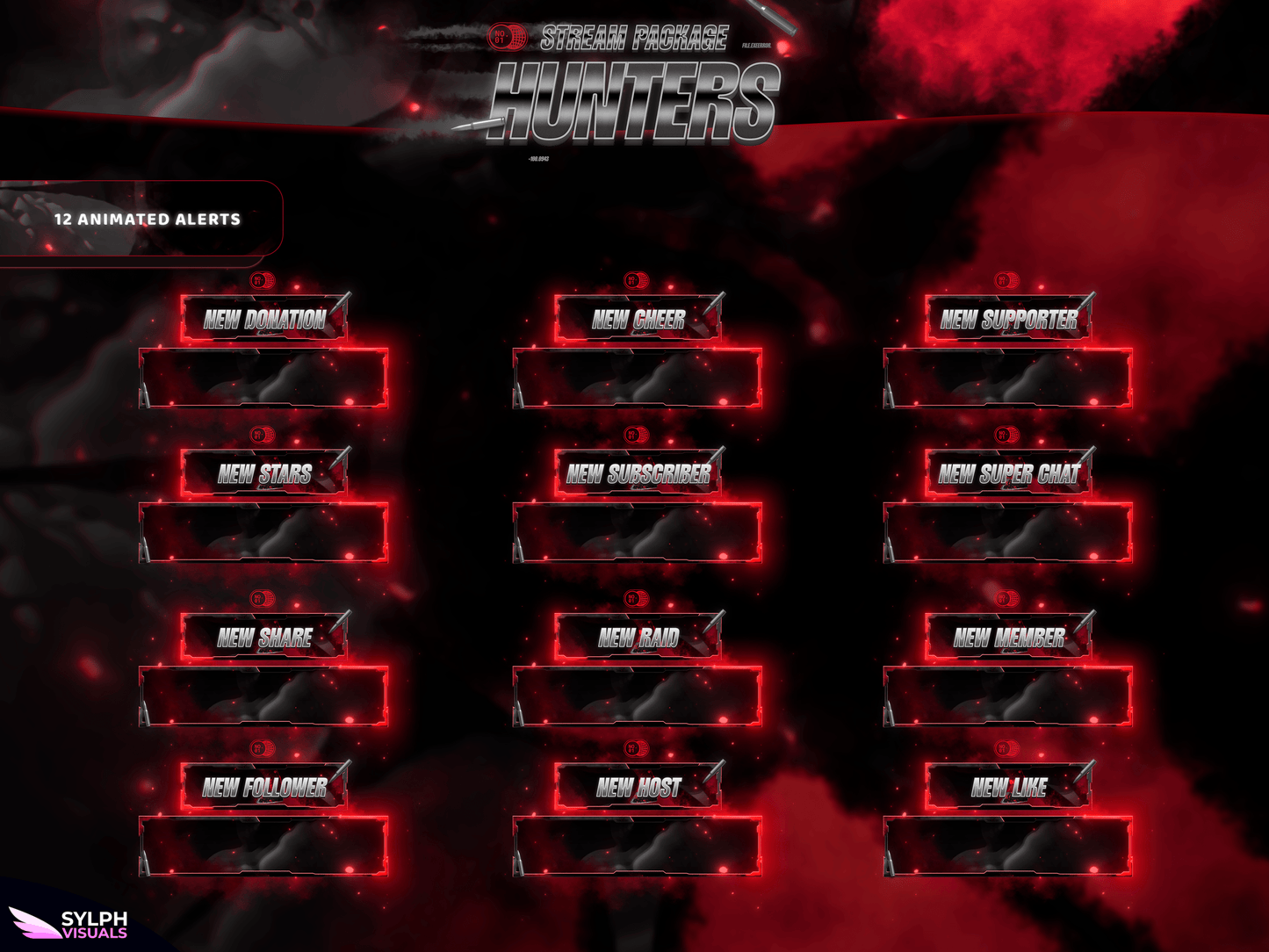 Hunters Animated Alerts for Twitch, Facebook, Youtube, Kick and Trovo