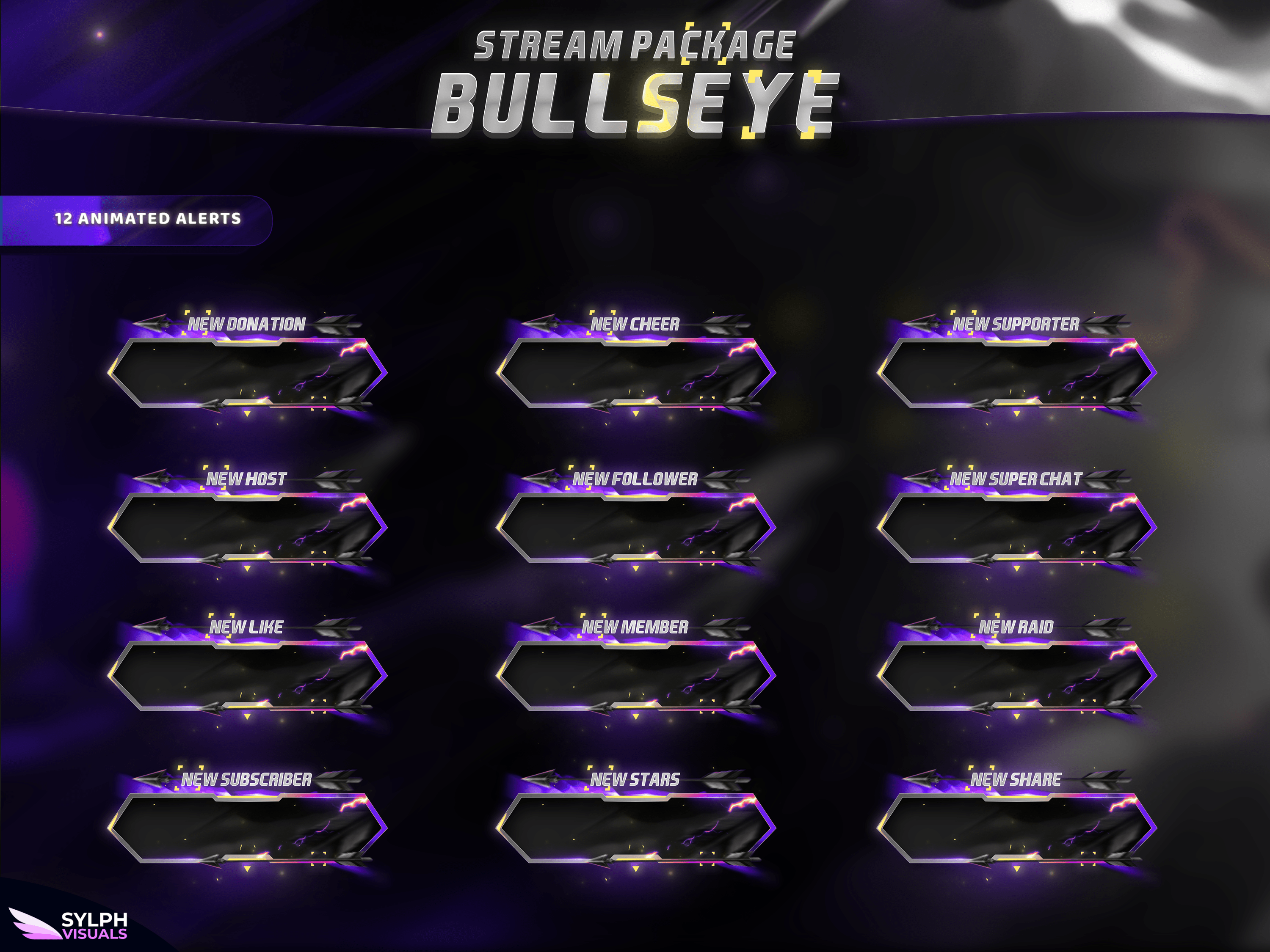 Overlay Bull Bullseye Stream Overlay Package - SylphVisuals