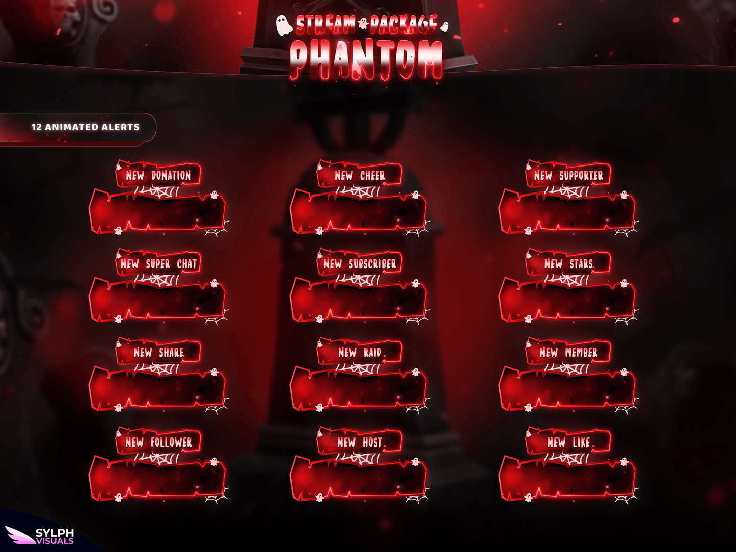 Phantom Animated Alerts for Twitch, Facebook, Youtube, Kick and Trovo