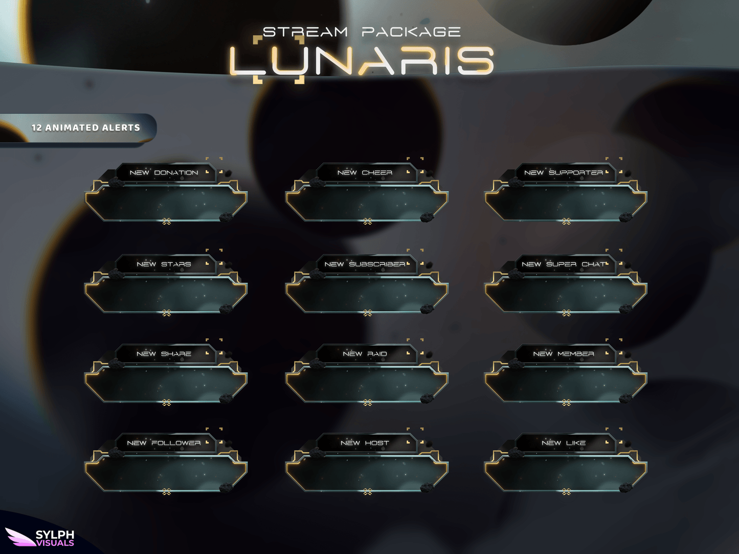 Lunaris Animated Alerts for Twitch, Facebook, Youtube, Kick and Trovo
