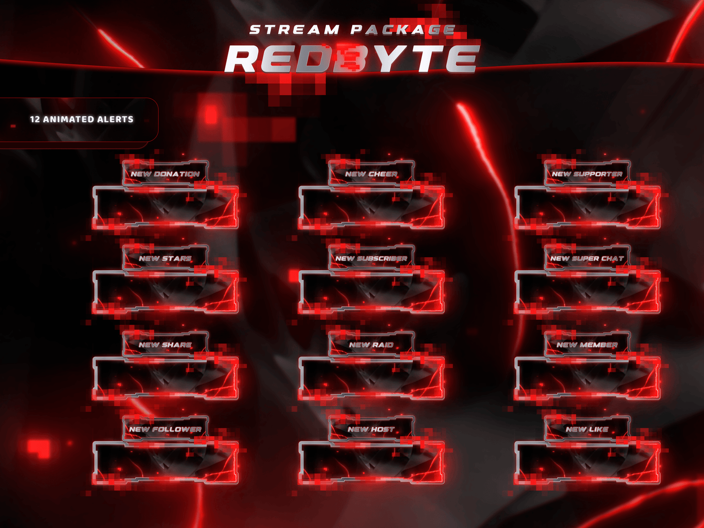 Redbyte Animated Alerts for Twitch, Facebook, Youtube, Kick and Trovo