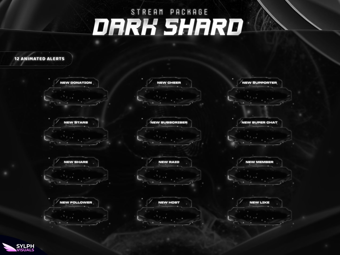 Dark Shard Animated Alerts for Twitch, Facebook, Youtube, Kick and Trovo