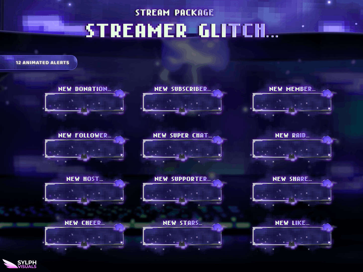 Streamer Glitch Animated Alerts for Twitch, Facebook, Youtube, Kick and Trovo