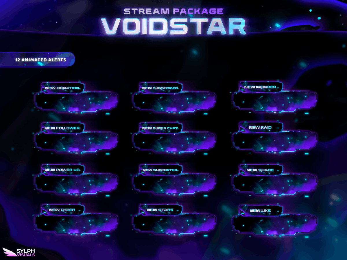 Voidstar Animated Alerts for Twitch, Facebook, Youtube, Kick and Trovo