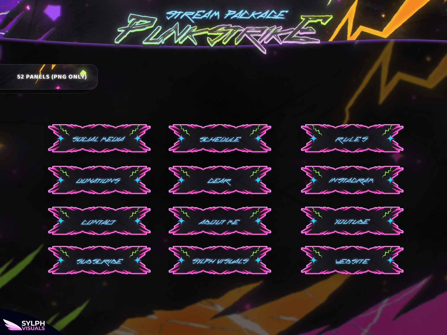 Punkstrike Panels and icons for Twitch and Kick