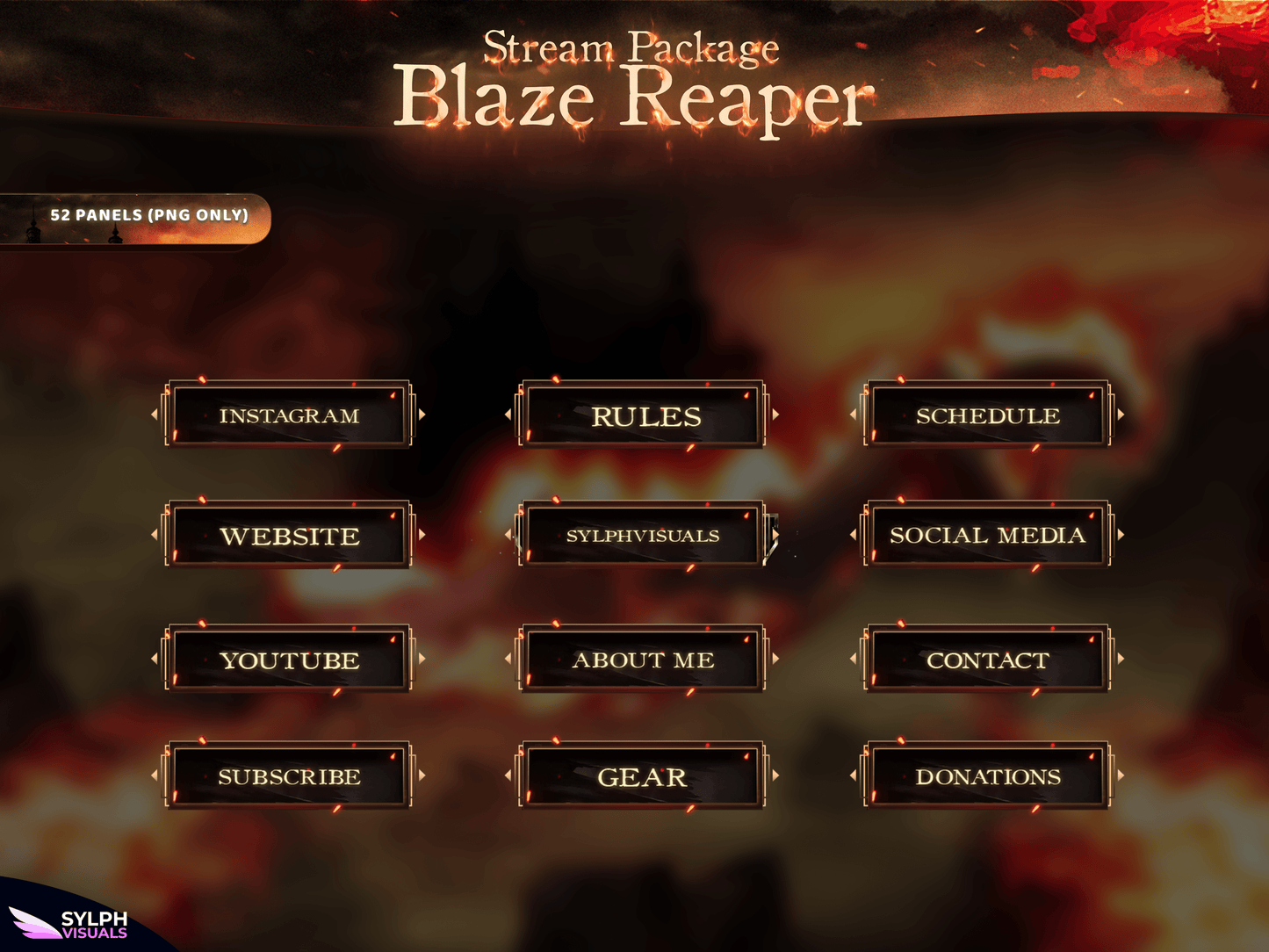 Blaze Reaper Panels and icons for Twitch and Kick