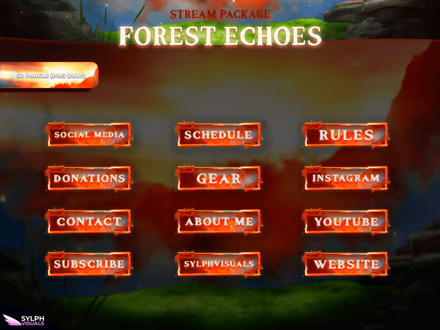 Forest Echoes Panels and icons for Twitch and Kick