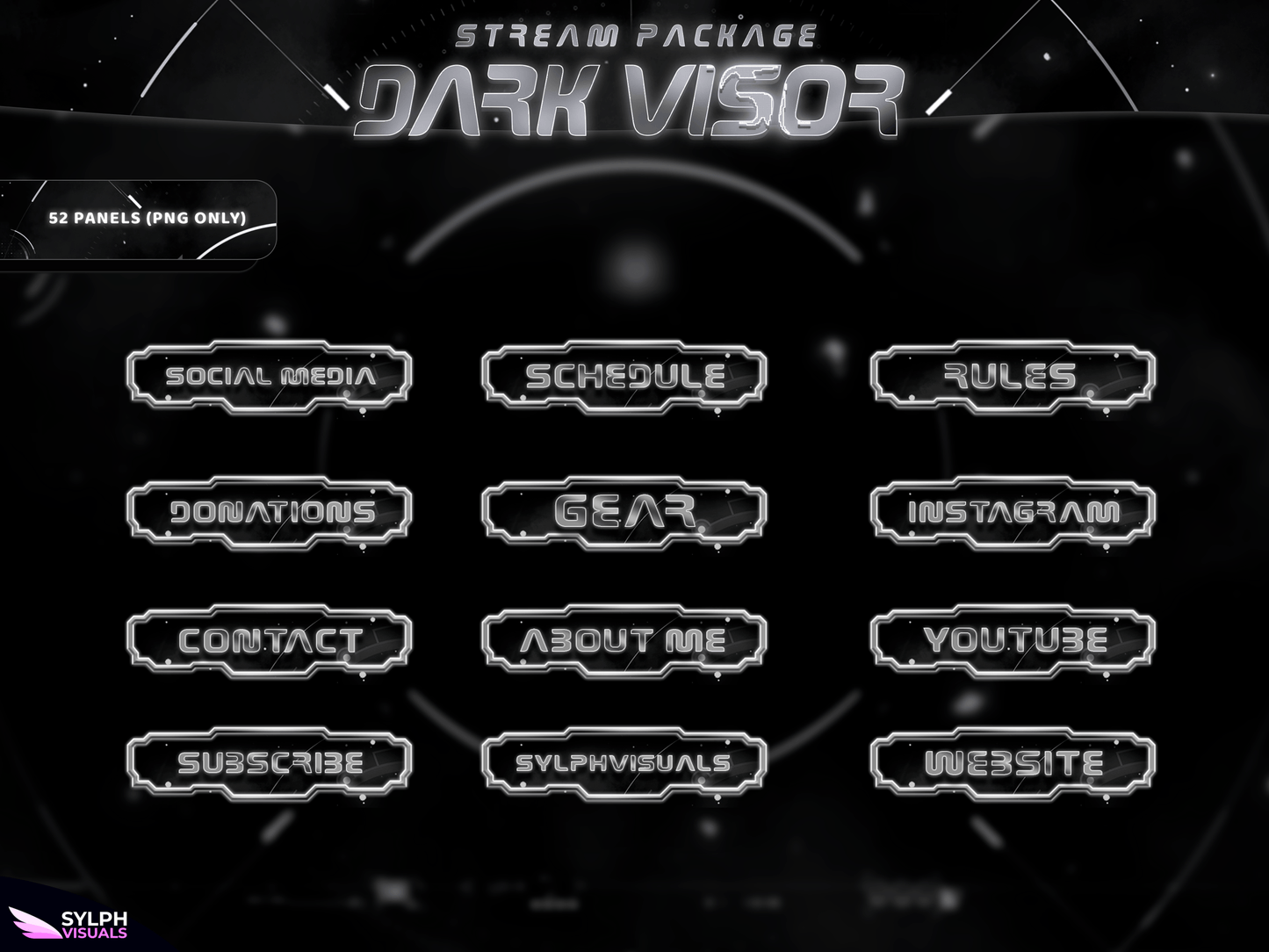 Dark Visor Panels and icons for Twitch and Kick