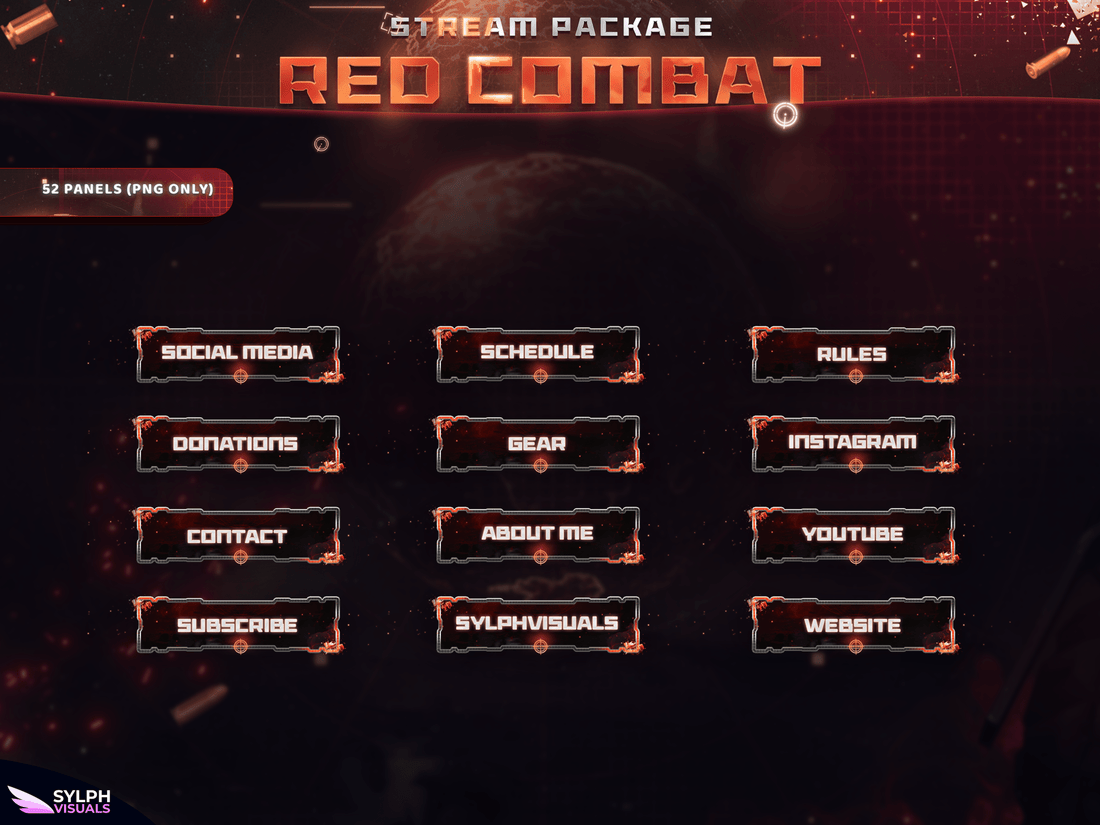 Red Combat Stream Overlay Package - SylphVisuals