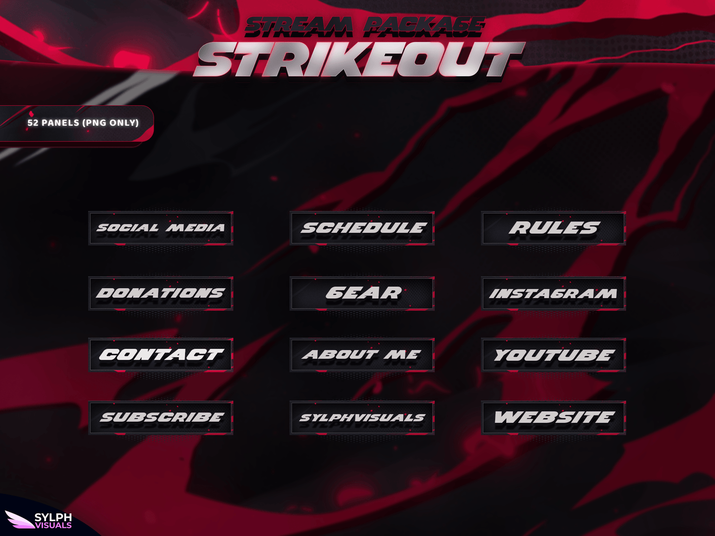 Strikeout Panels and icons for Twitch and Kick