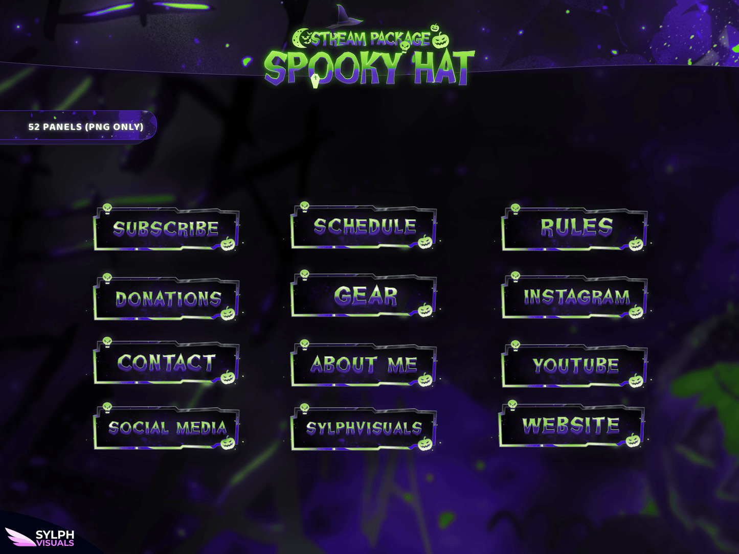 Spooky Hat Panels and icons for Twitch and Kick