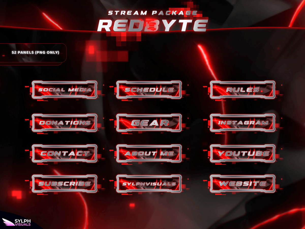 Redbyte Lettering Redbyte Stream Overlay Package - SylphVisuals