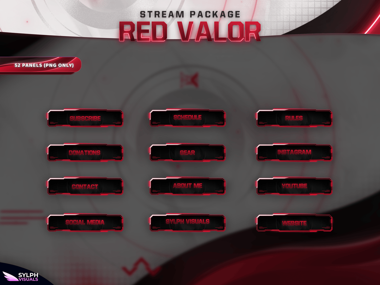  Red Valor Panels and icons for Twitch and Kick