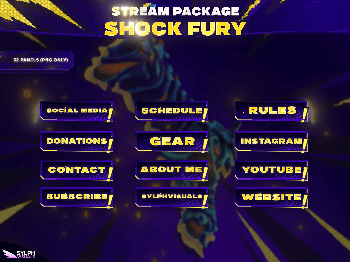 Shock FuryPanels and icons for Twitch and Kick