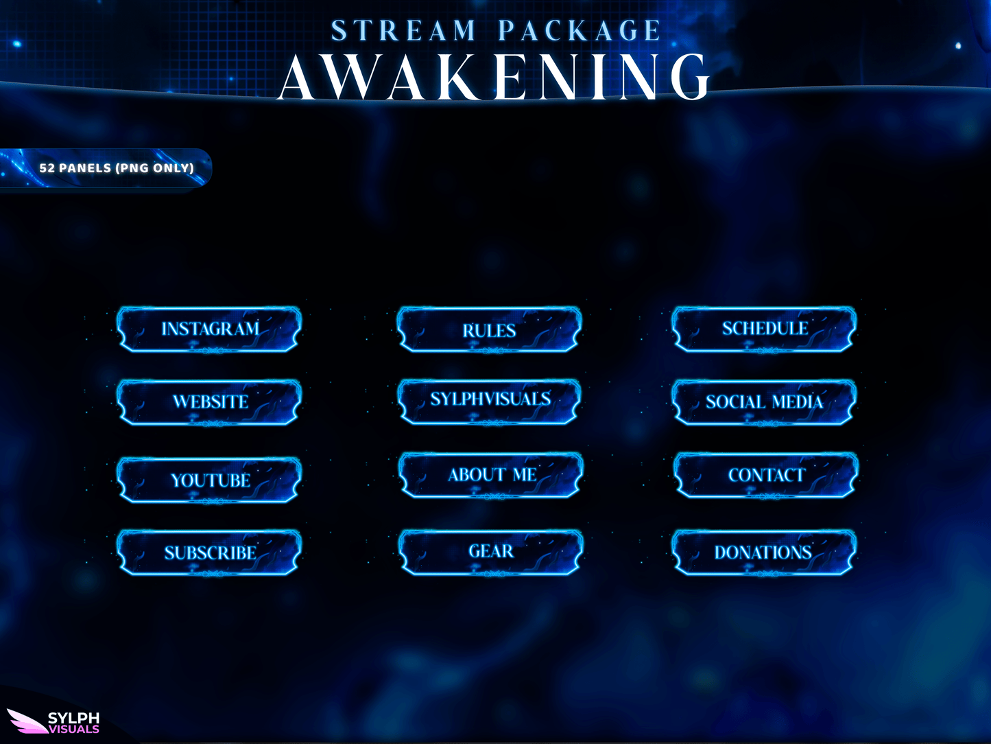 Awakening Panels and icons for Twitch and Kick