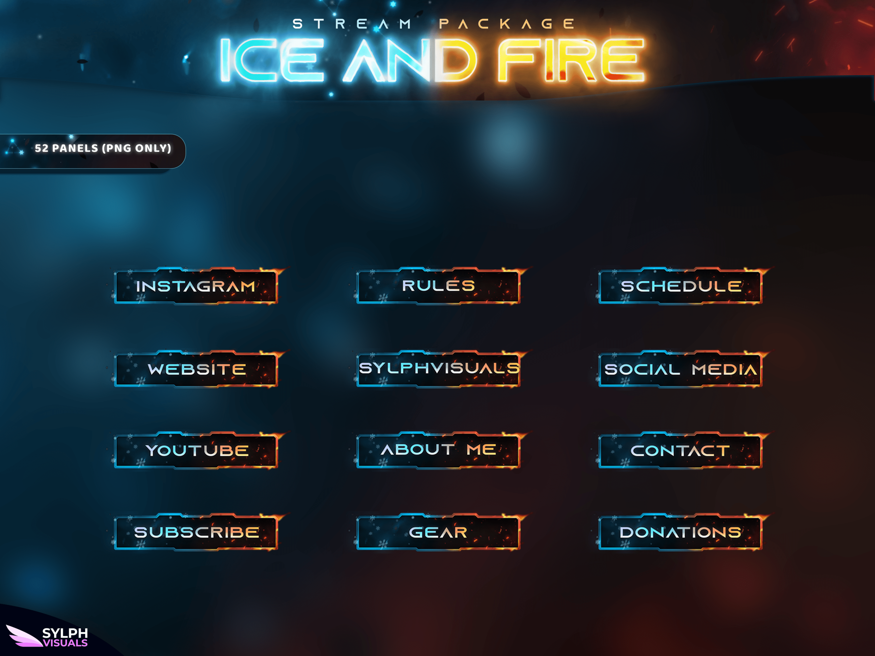 Ice and Fire Stream Overlay Package - SylphVisuals