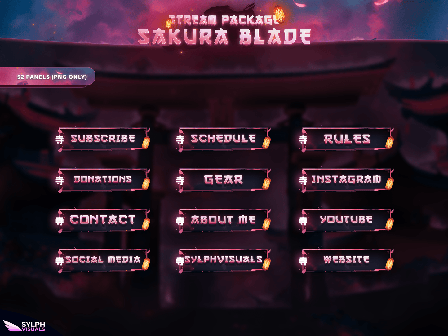 Sakura Blade Panels and icons for Twitch and Kick