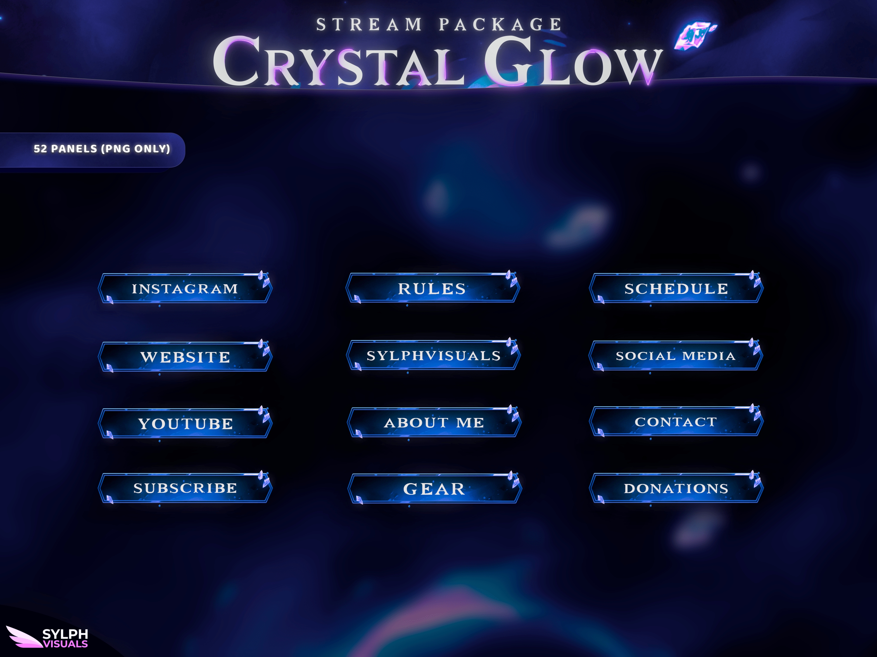 Crystal Glow Stream Overlay Package - SylphVisuals