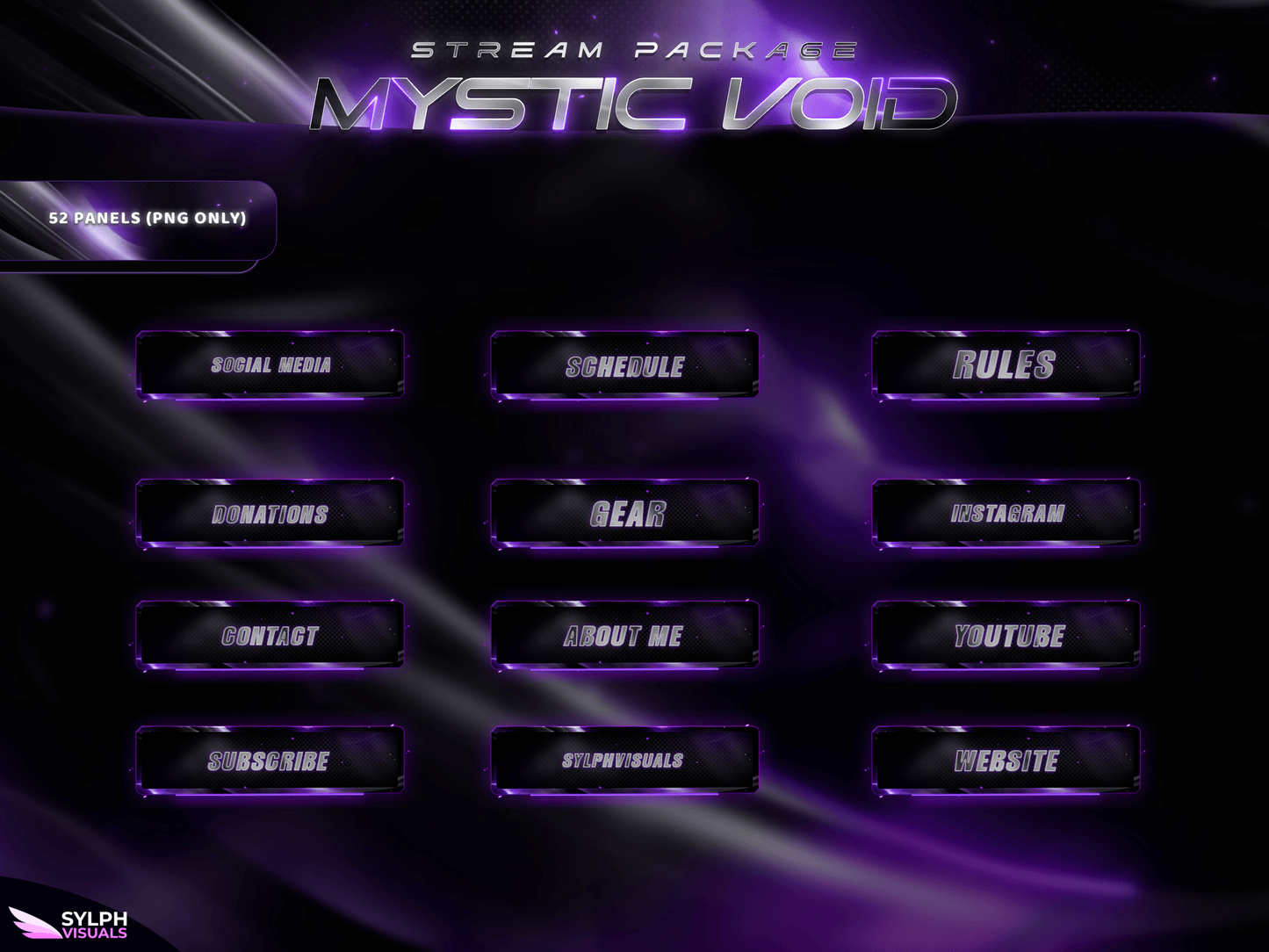 Mystic Void Panels and icons for Twitch and Kick