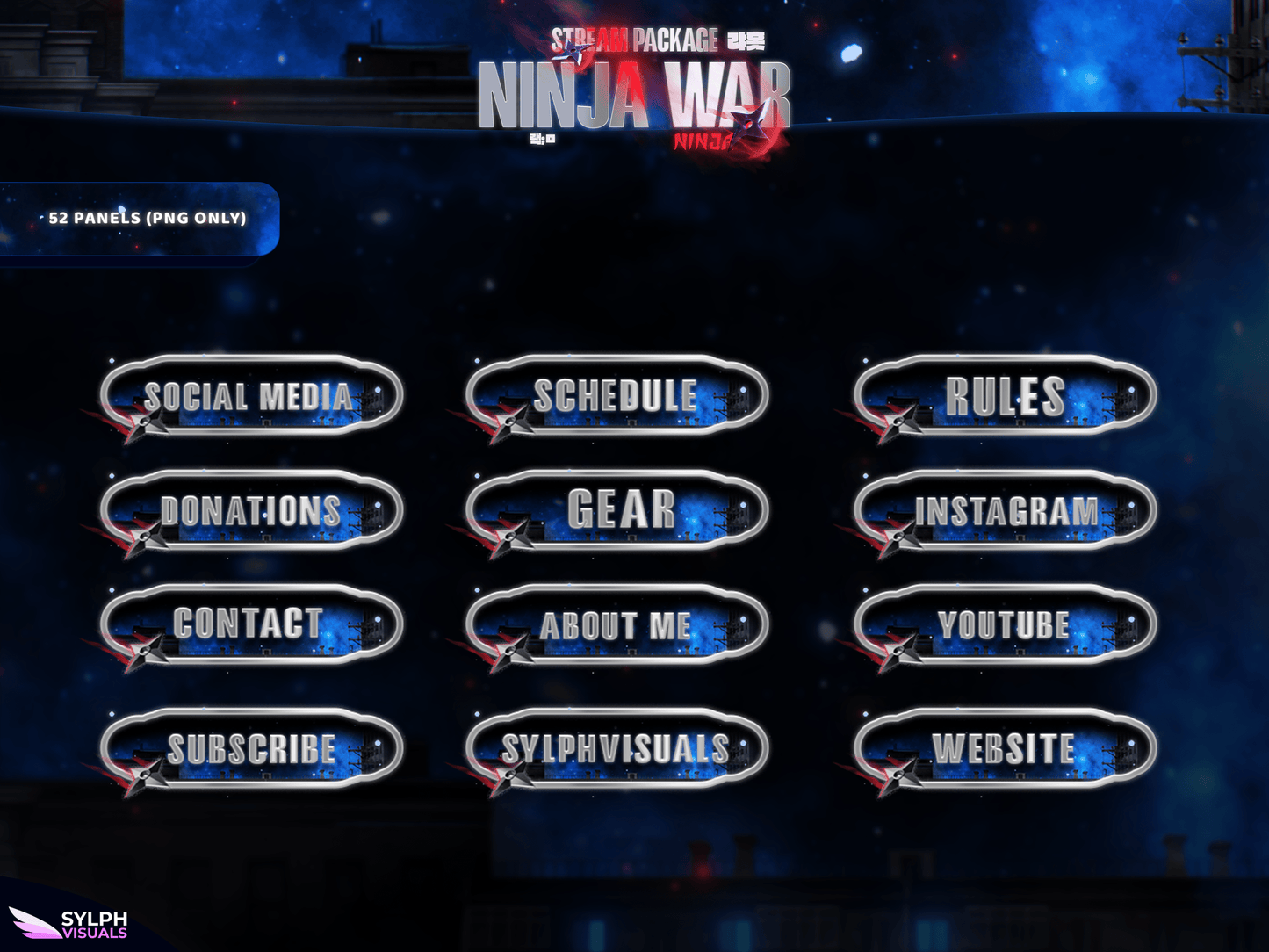 Ninja War Panels and icons for Twitch and Kick