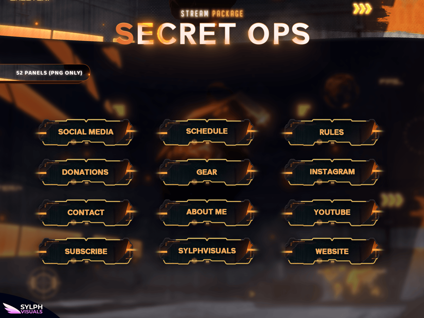 Secret Ops Panels and icons for Twitch and Kick