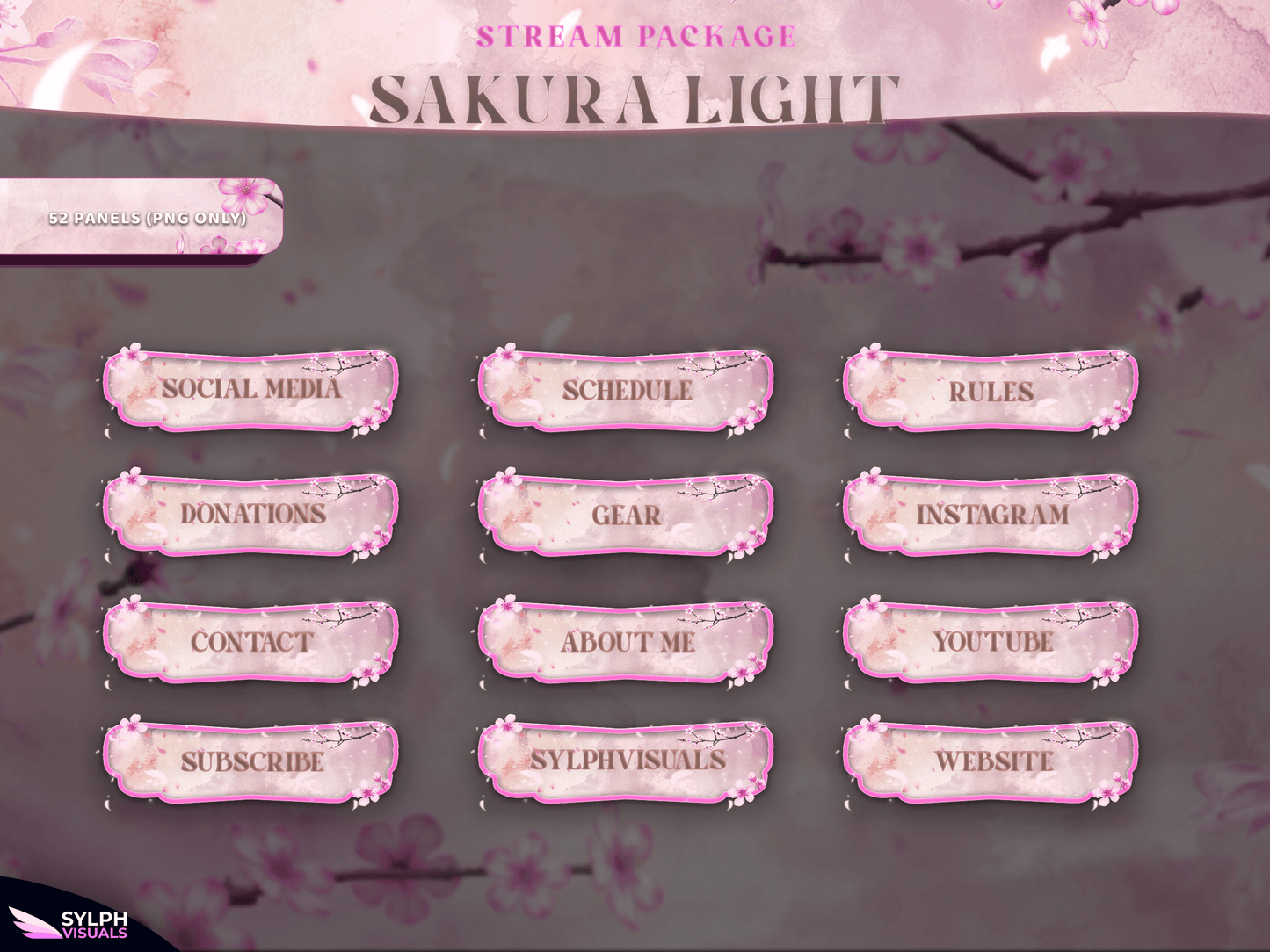 Sakura Light Panels and icons for Twitch and Kick