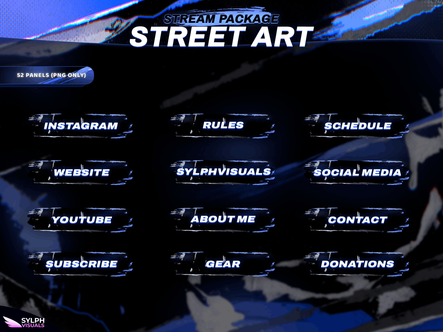 Street Art Panels and icons for Twitch and Kick
